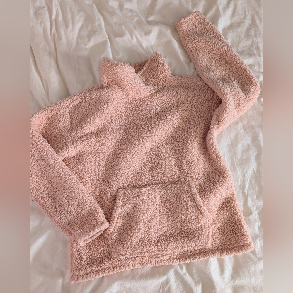 Eddie Bauer Pink Sherpa Fleece Mock Neck Pullover Size Medium